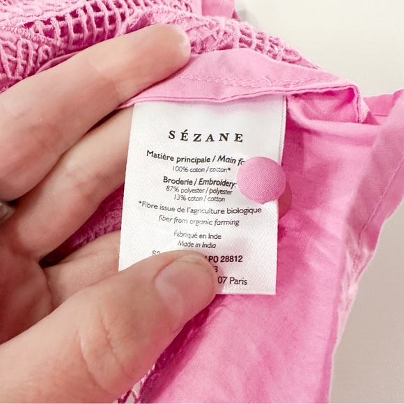 Sezane Uanna Top Lilac Organic Cotton Embroidered Size 40 US 8 NWT - Picture 6 of 11